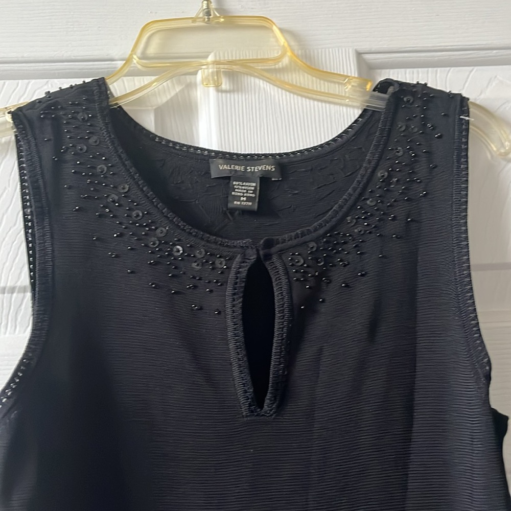 Valerie Stevens Black Sleeveless Beaded Top